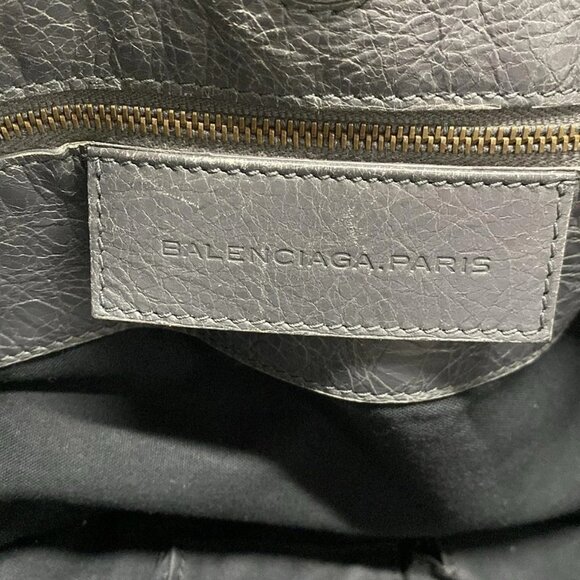 Auth BALENCIAGA The Sunday Small Tote 228750 Dark Gray Leather Tote Bag - Picture 6 of 16